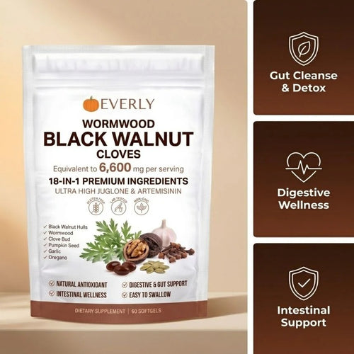 Everly Wormwood Black Walnut Cloves Softgels - Promotes Internal Cleansing & Digestive Wellness