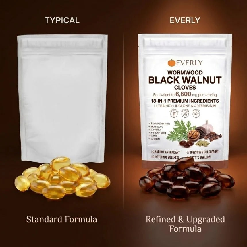 Everly Wormwood Black Walnut Cloves Softgels - Promotes Internal Cleansing & Digestive Wellness