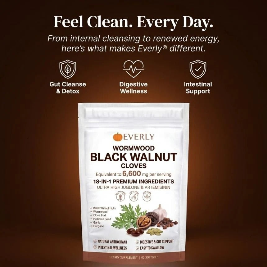 Everly Wormwood Black Walnut Cloves Softgels - Promotes Internal Cleansing & Digestive Wellness