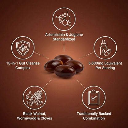 Everly Wormwood Black Walnut Cloves Softgels - Promotes Internal Cleansing & Digestive Wellness